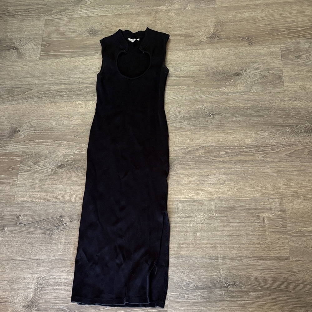 Topshop Black Sleeveless Maxi Dress with Cutout Neckline